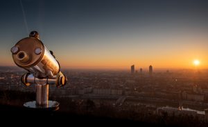 Vue panoramique sur Lyon depuis Basilique de notre dame de Fourvière